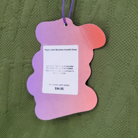 Yitty Major Label Backless Hoodie Dress Size Small Bossy Mossy Green Spellout - Picture 10 of 13